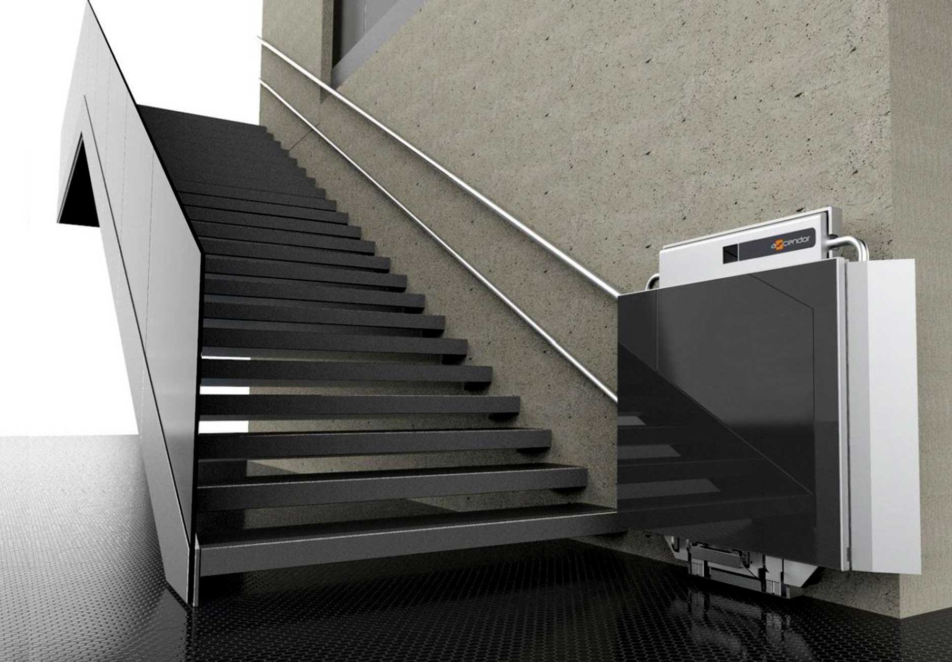 Ascendor stairlift for wheelchair